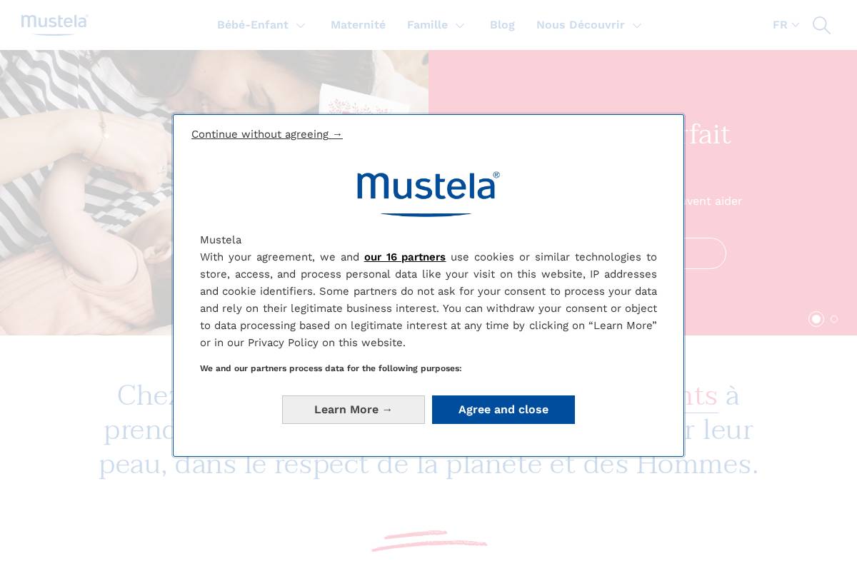 Mustela homepage screenshot