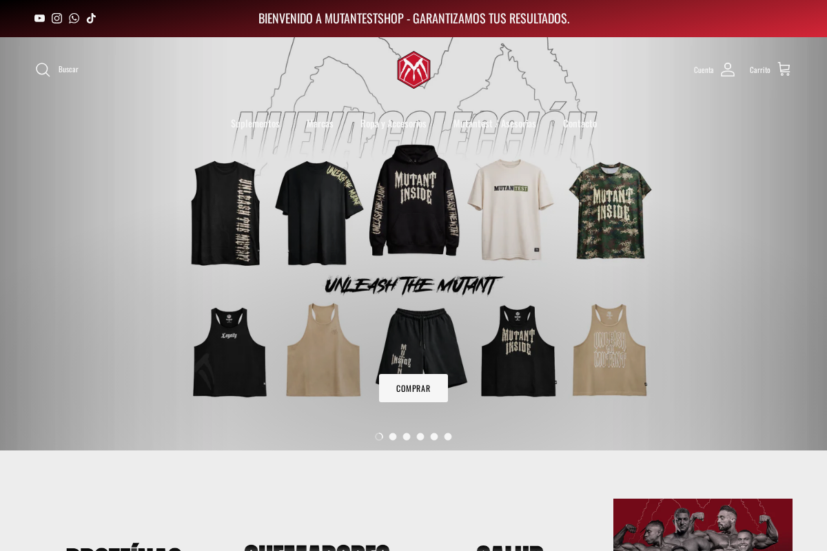 Mutantestshop homepage screenshot