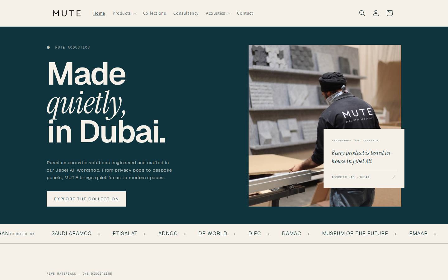 mute.ae homepage screenshot