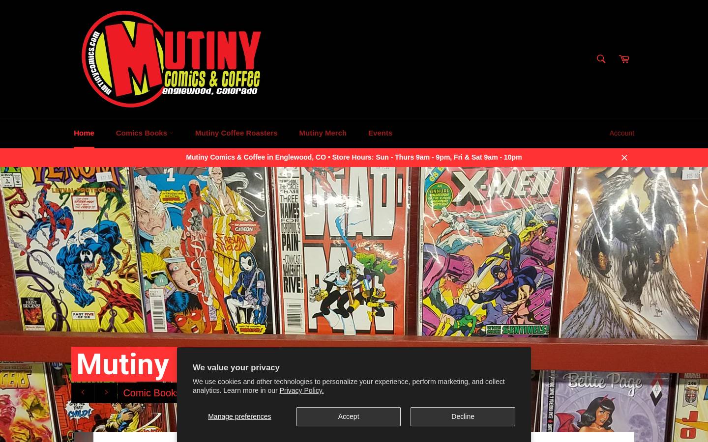 mutinycomics.com homepage screenshot