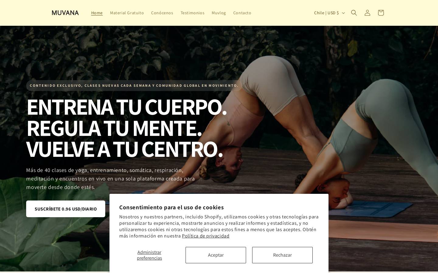 muvanayoga.com homepage screenshot