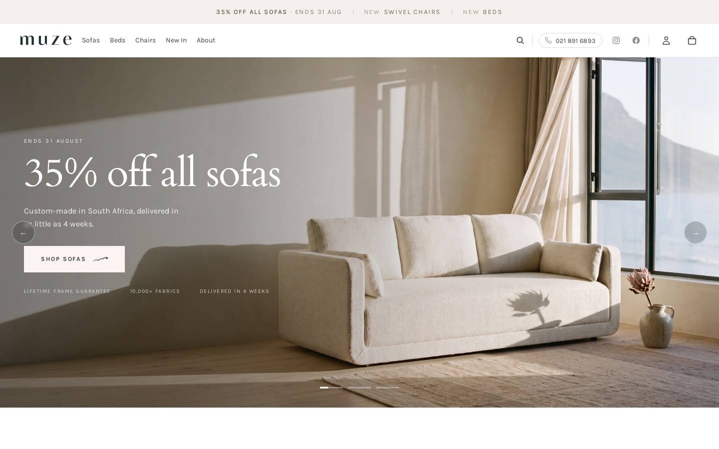 muze.co.za homepage screenshot