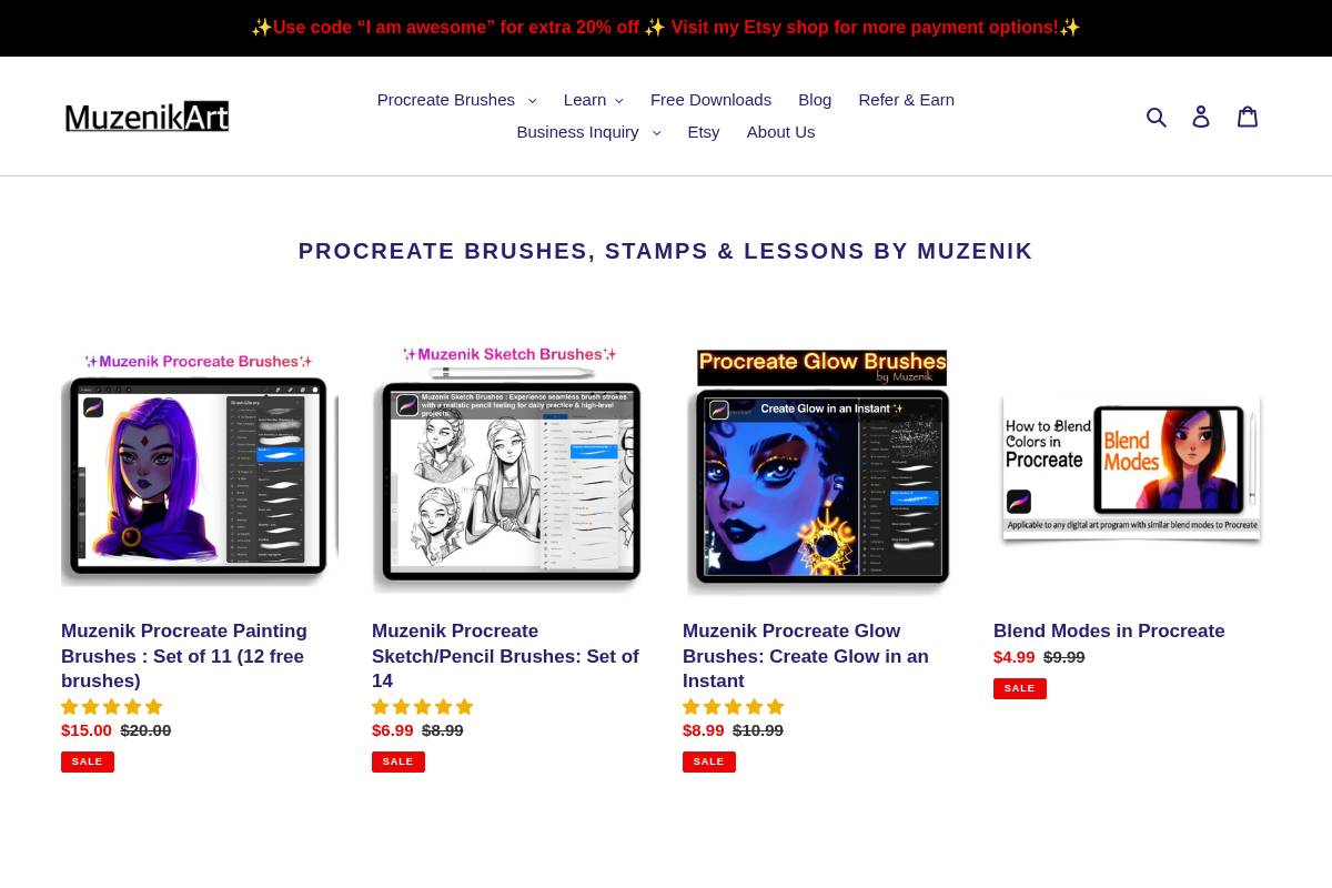 MuzenikArt homepage screenshot