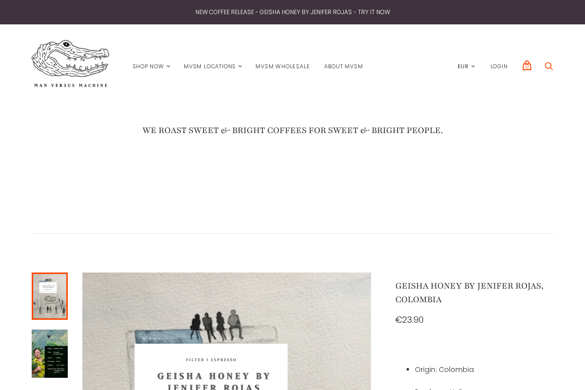 MAN VERSUS MACHINE COFFEE ROASTERS homepage screenshot