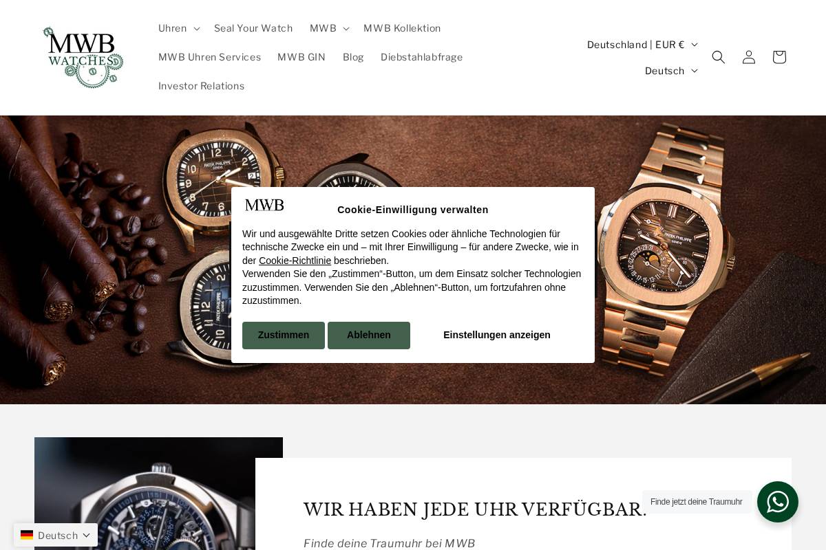 Mwbwatches homepage screenshot