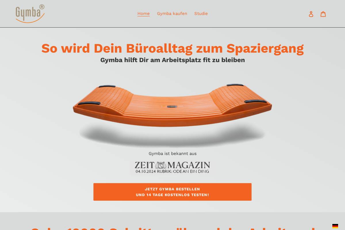 Gymba - Gehen im Stehen homepage screenshot