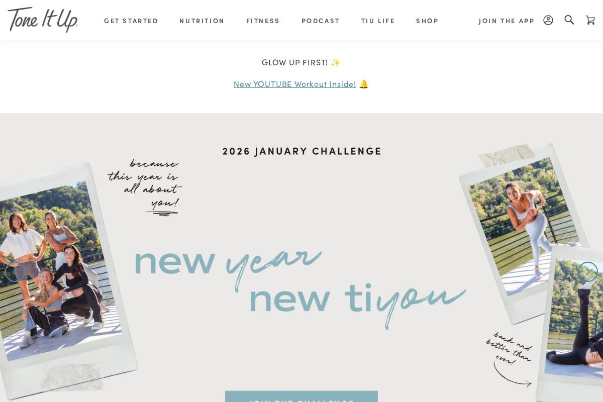 my.toneitup.com homepage screenshot