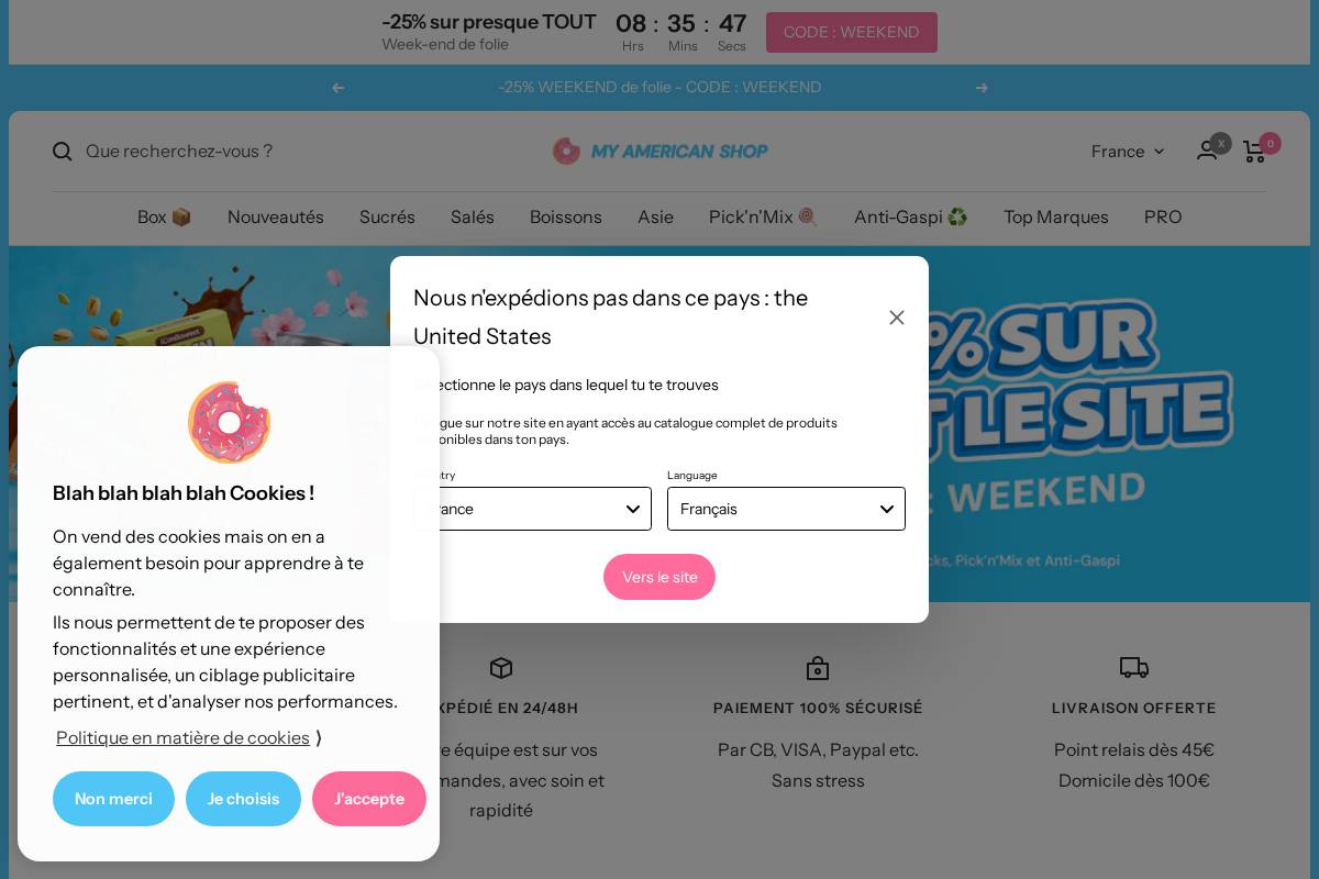 My American Shop homepage screenshot