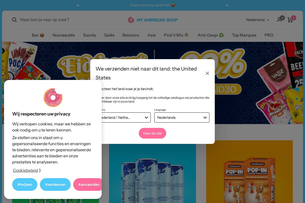 Myamericanshop homepage screenshot