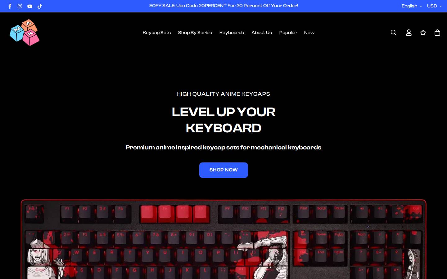 Myanimekeycaps homepage screenshot