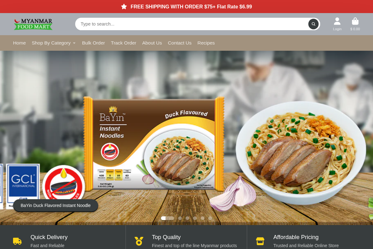 myanmarfoodmart.com homepage screenshot