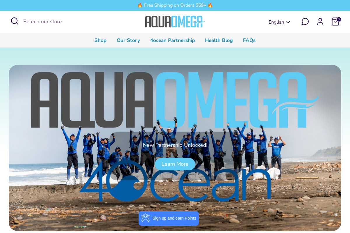 myaquaomega.com homepage screenshot