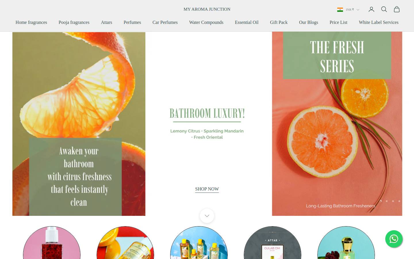 myaromajunction.in homepage screenshot
