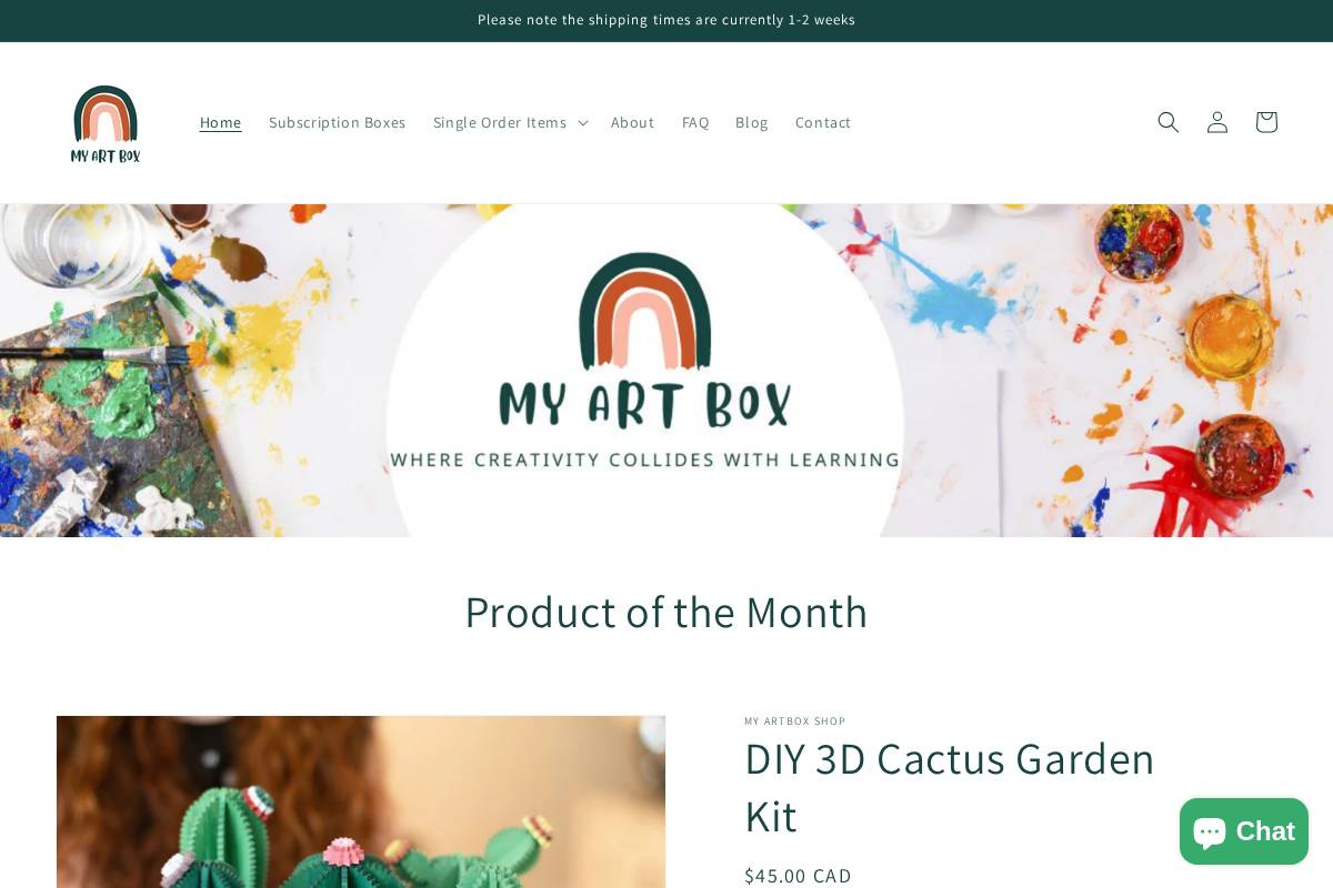 myartbox.ca homepage screenshot