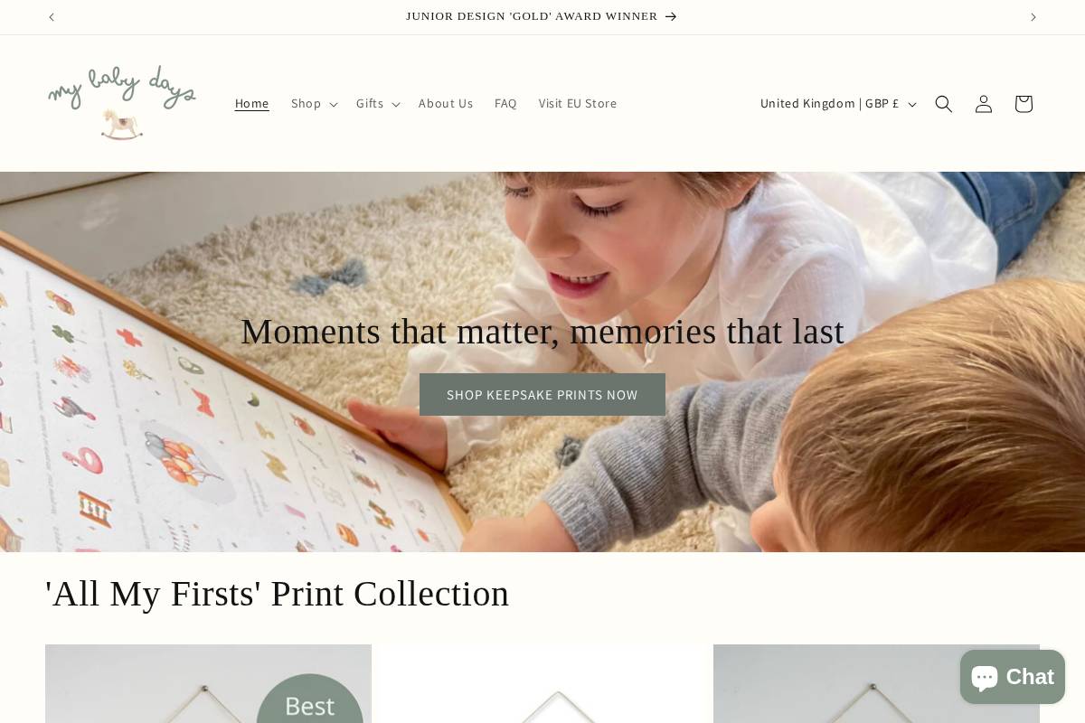 mybabydays.com homepage screenshot