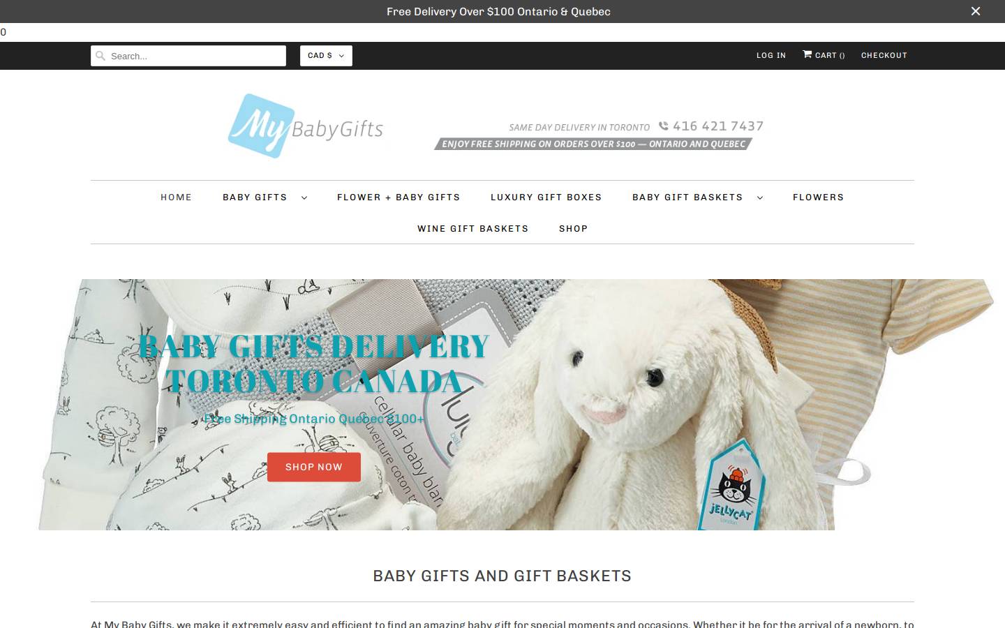 mybabygifts.ca homepage screenshot