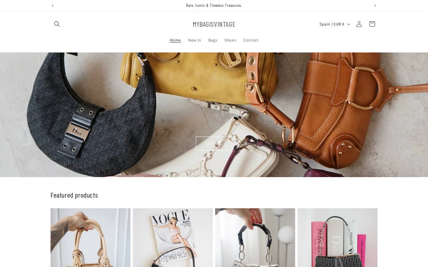 mybagisvintage.com homepage screenshot