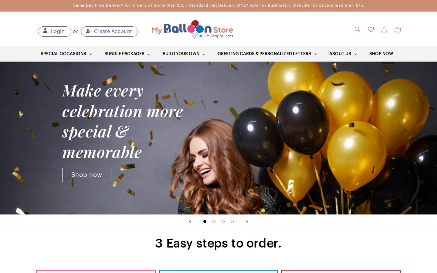myballoonstore.ca homepage screenshot
