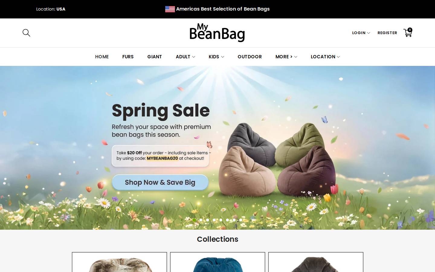 mybeanbag.com homepage screenshot