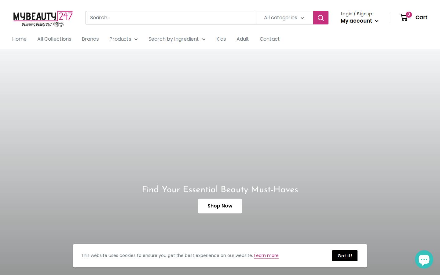 MyBeauty247 homepage screenshot