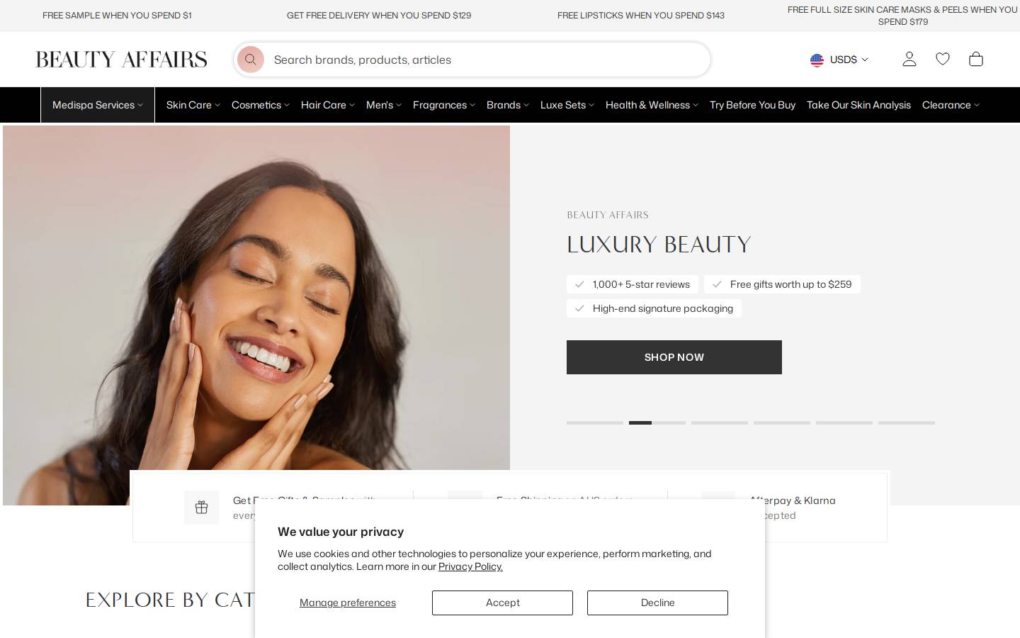 mybeautyaffairs.com homepage screenshot