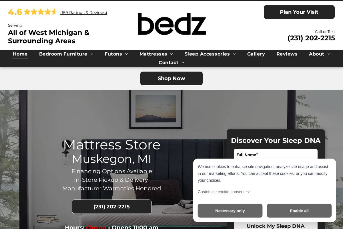 mybedz.com homepage screenshot