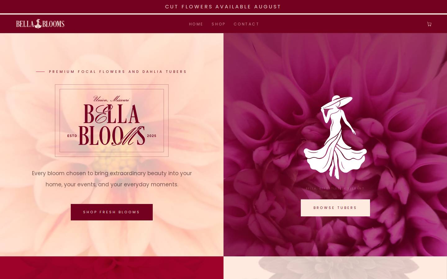 mybellablooms.com homepage screenshot
