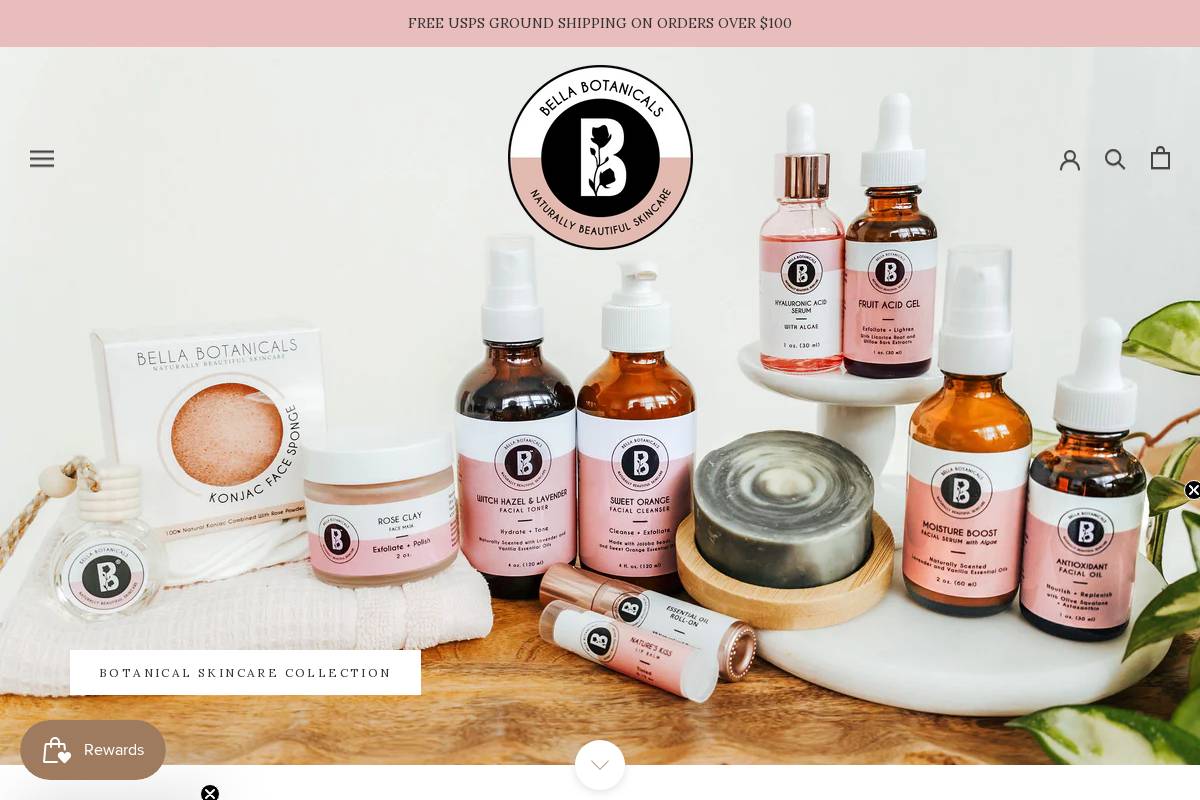 mybellabotanicals.com homepage screenshot