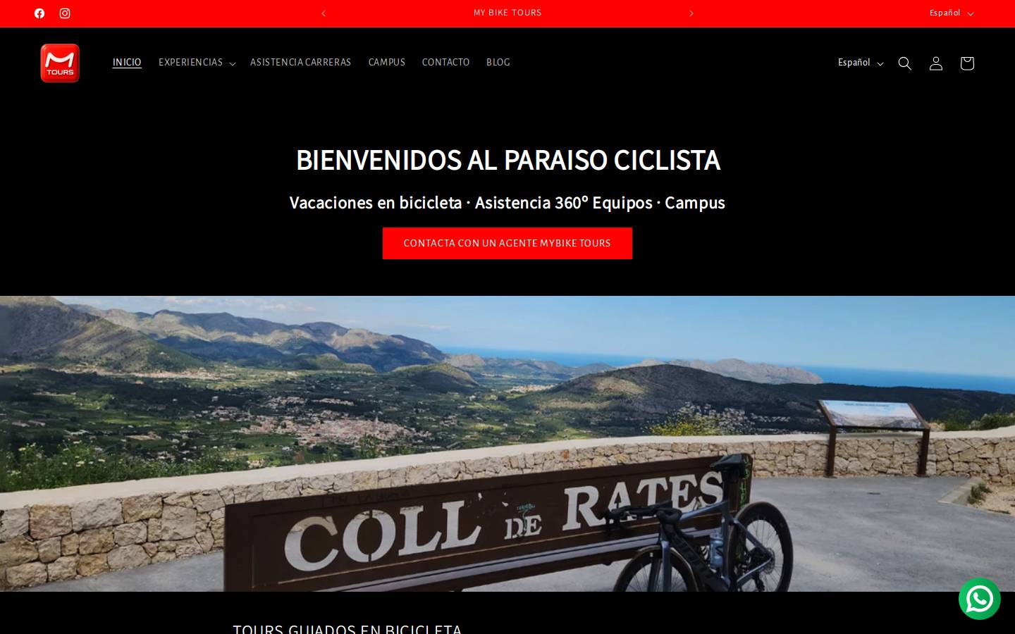 mybiketours.com homepage screenshot