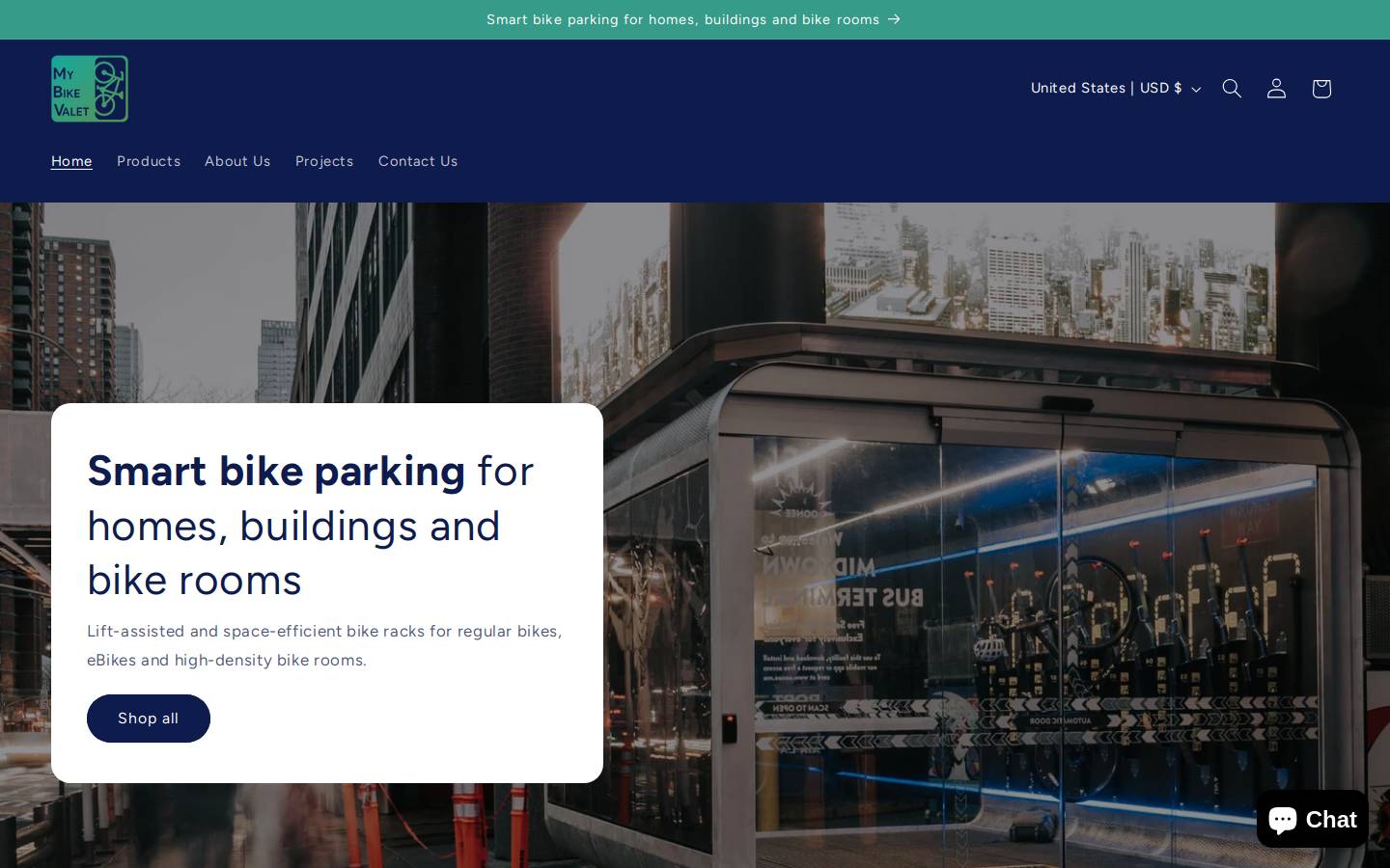 Mybikevalet homepage screenshot