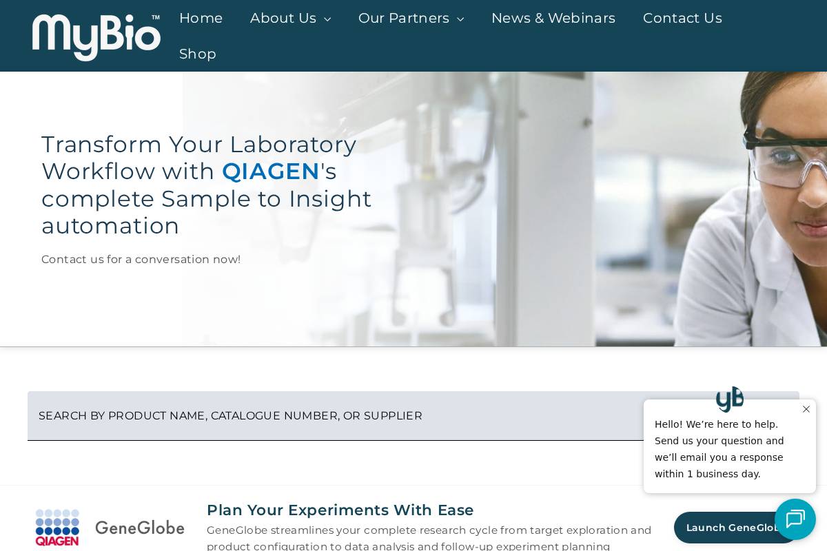 mybio.ie homepage screenshot