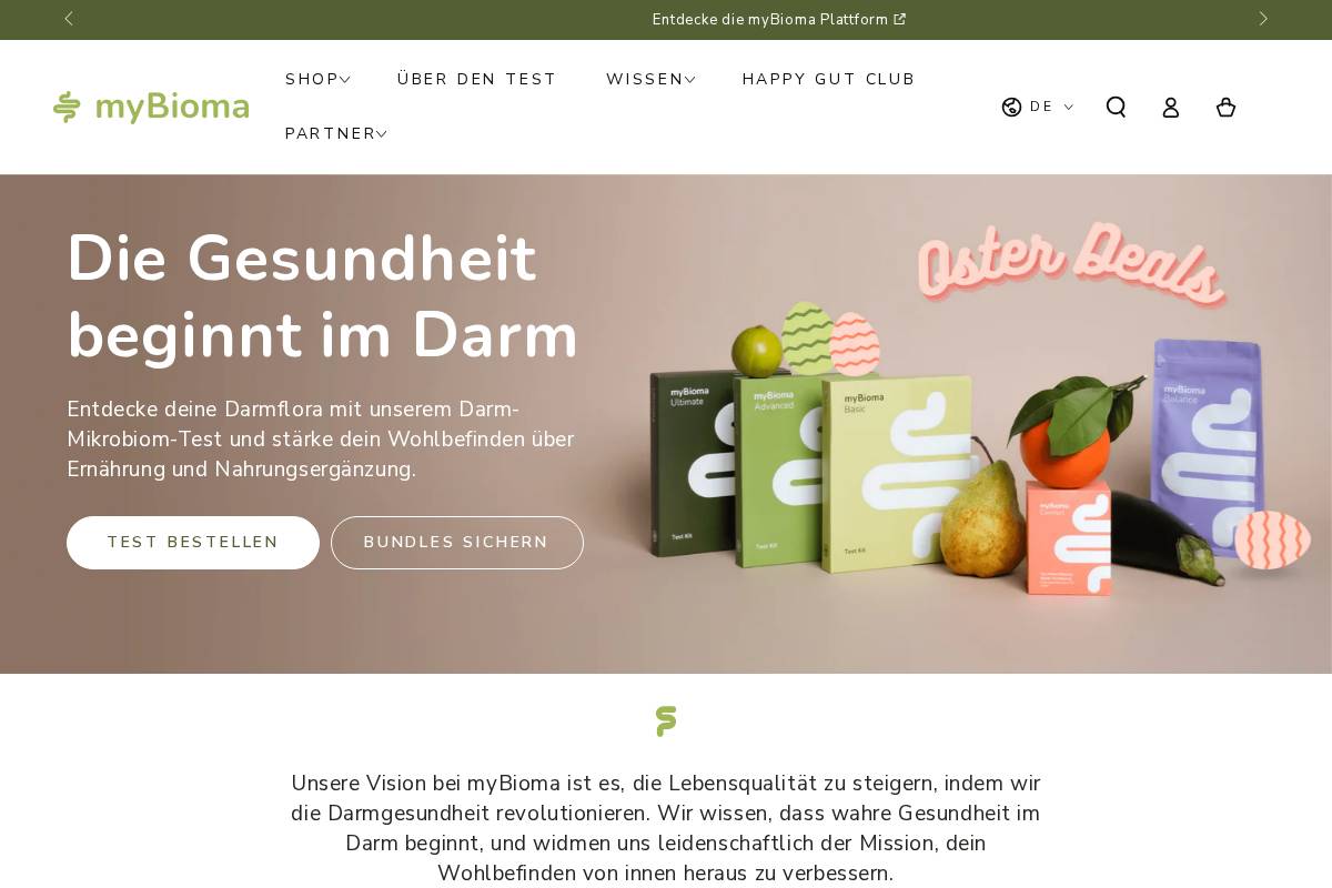 myBioma homepage screenshot