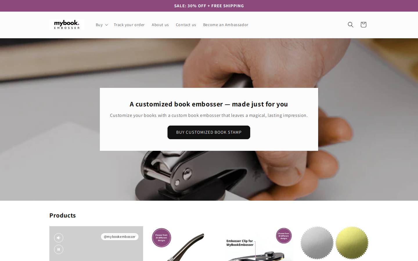 My Book Embosser homepage screenshot