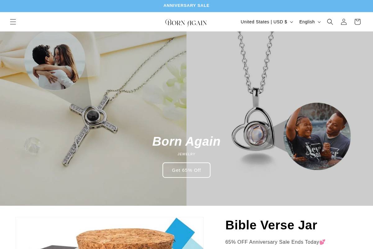 Mybornagainjewelry homepage screenshot