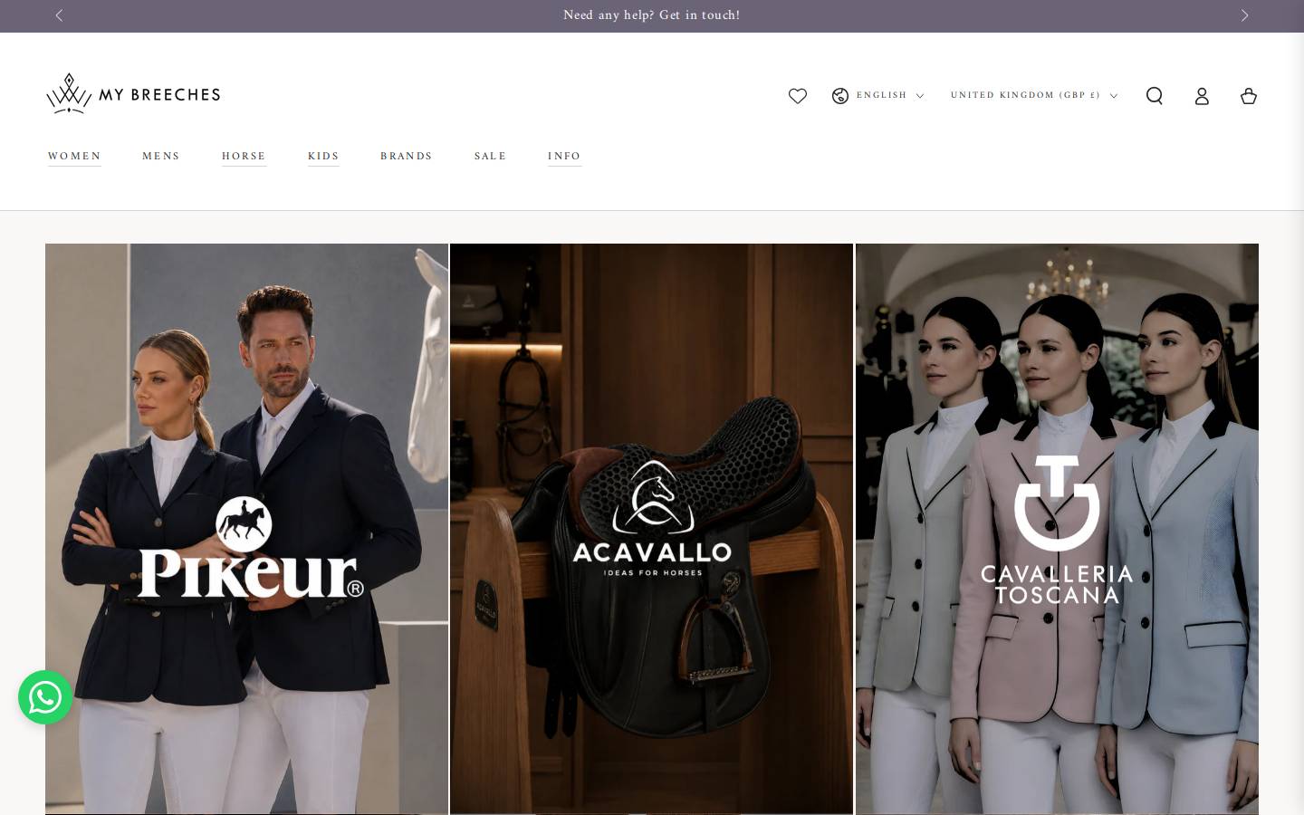 Mybreeches homepage screenshot