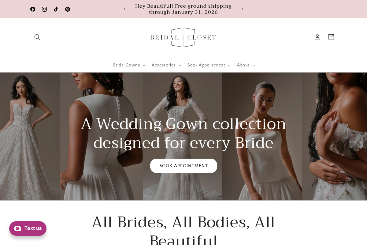 Bridal Closet homepage screenshot