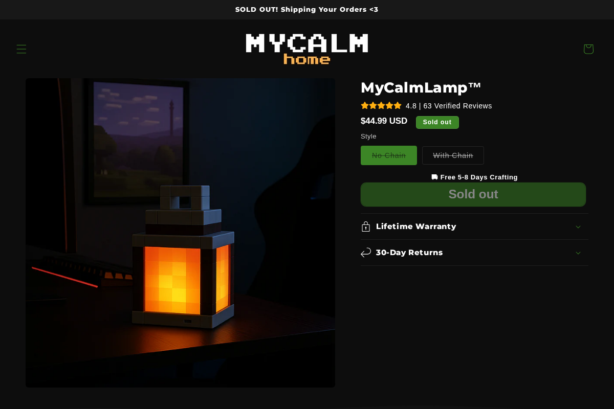 Mycalmhome homepage screenshot