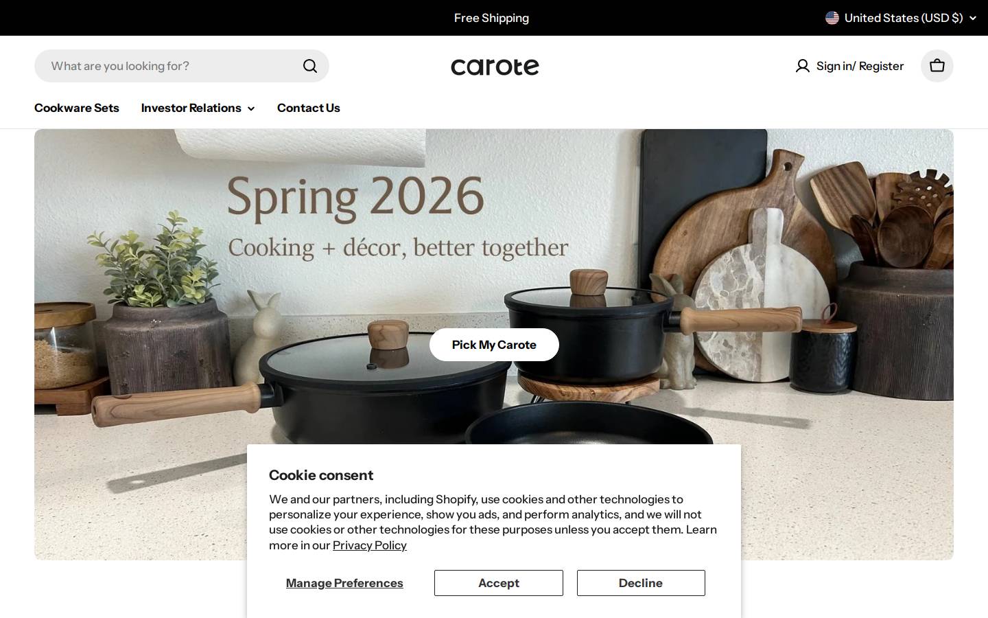 Carote homepage screenshot