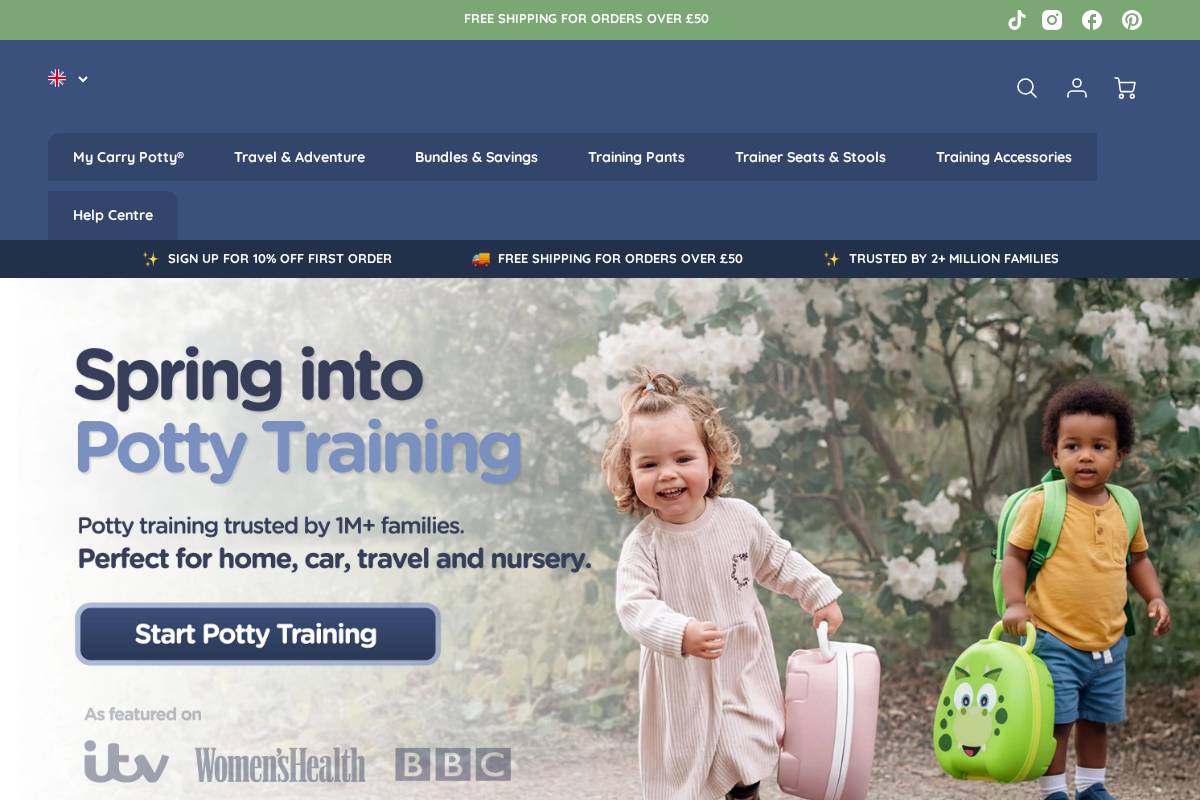 My Carry Potty homepage screenshot