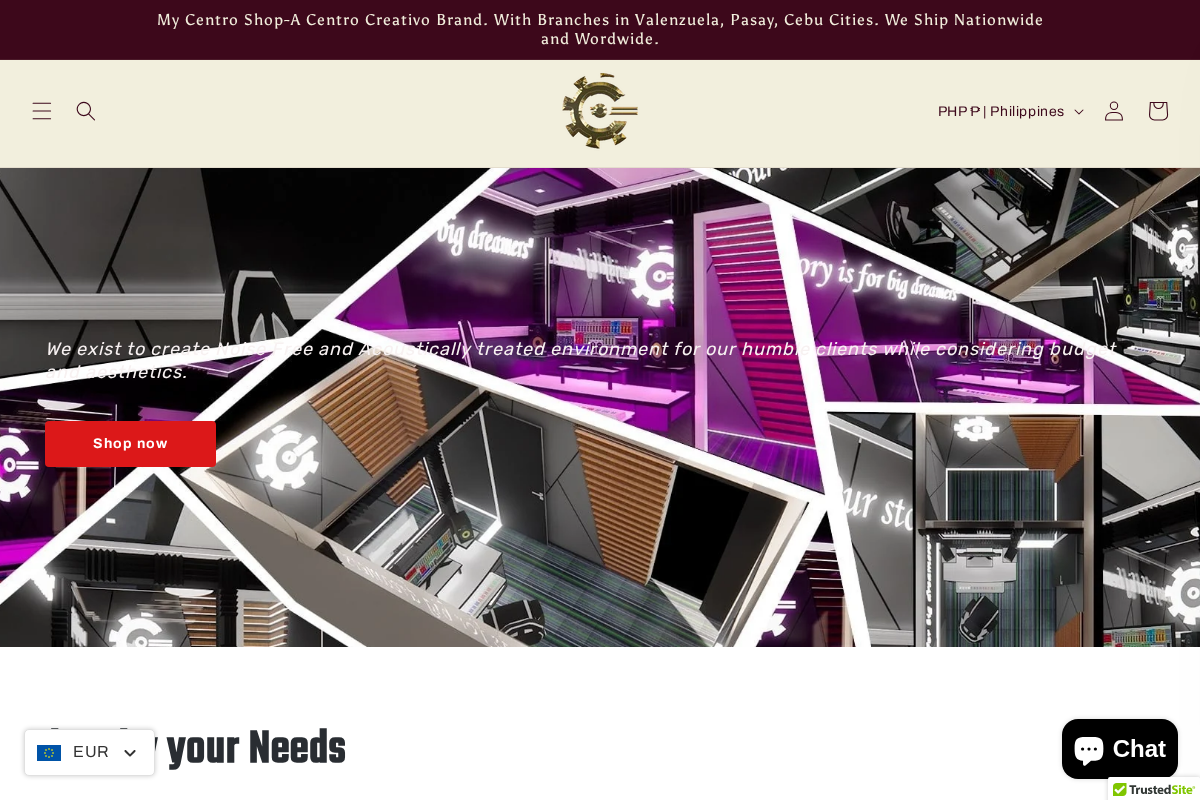 My Centro Shop homepage screenshot