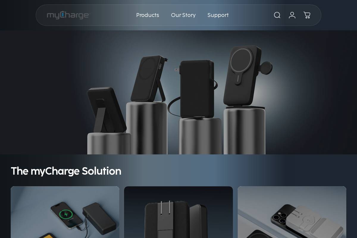 myCharge homepage screenshot