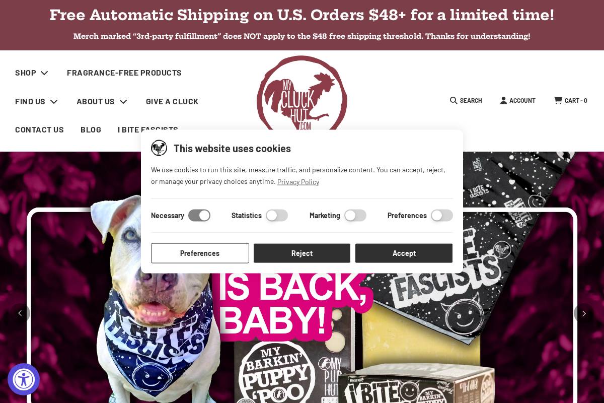 mycluckhut.com homepage screenshot