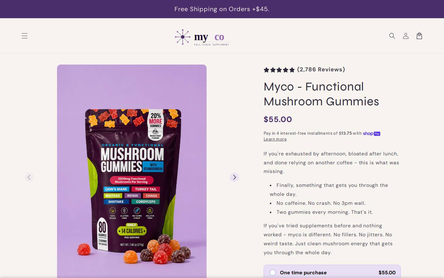 mycoadaptogens.com homepage screenshot