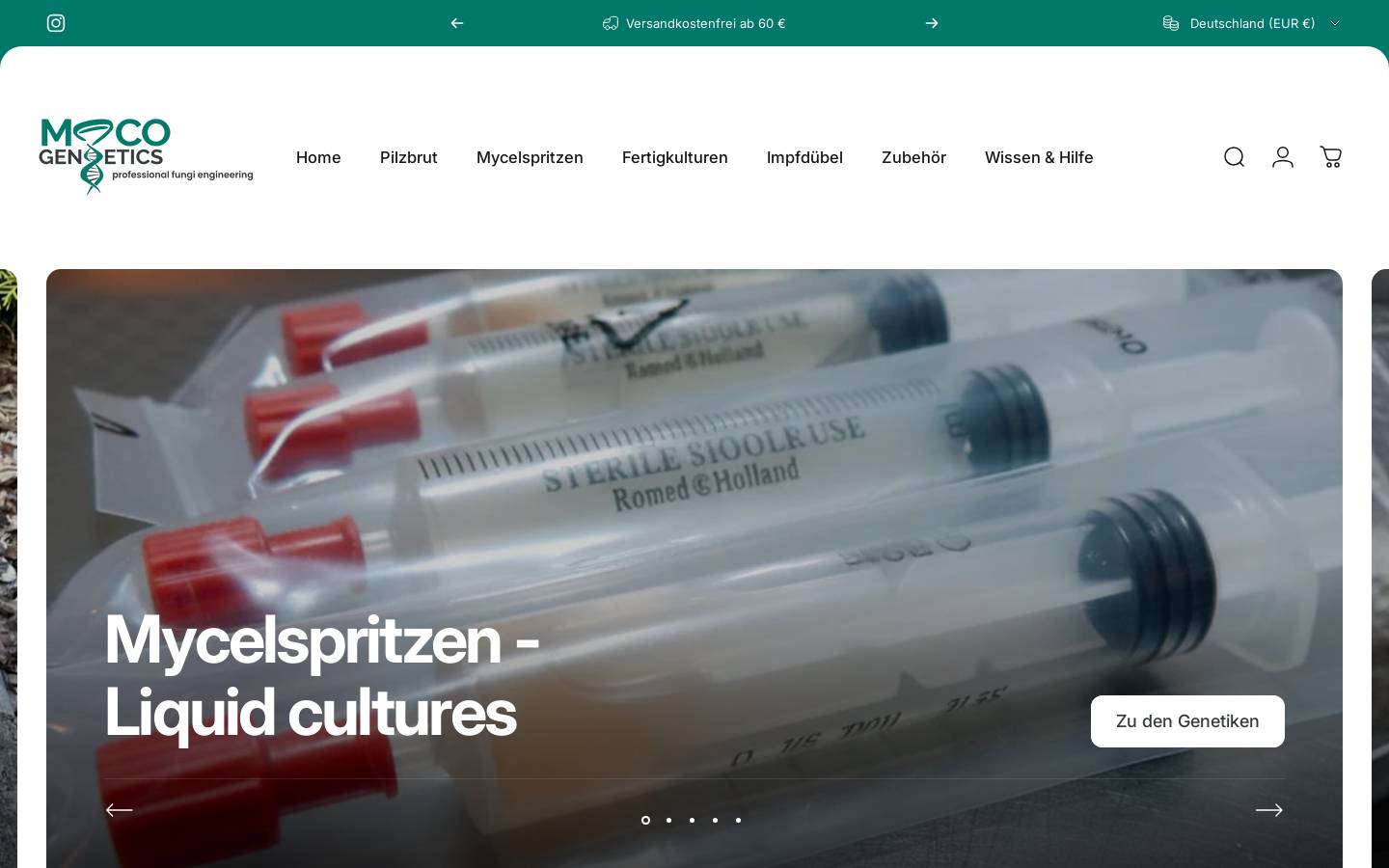 mycogenetics.de homepage screenshot