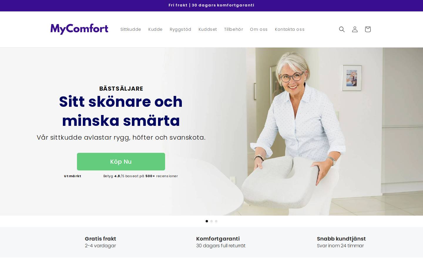 MyComfort homepage screenshot