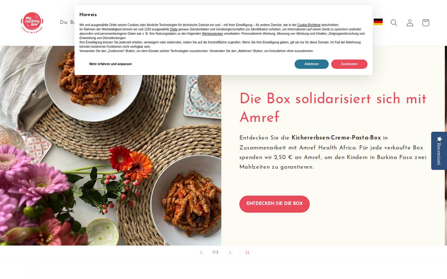 mycookingbox.de homepage screenshot