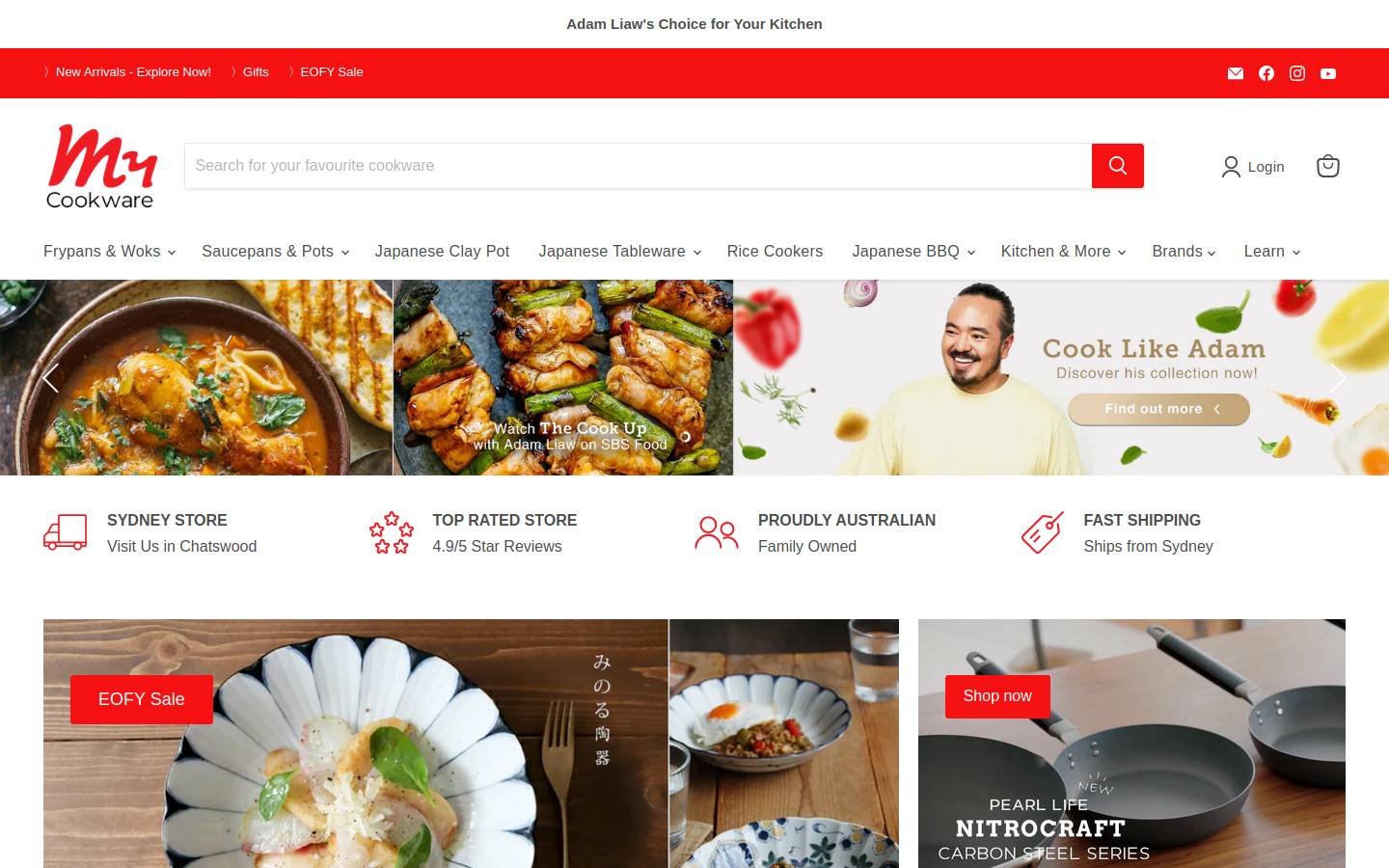 My Cookware Australia® homepage screenshot
