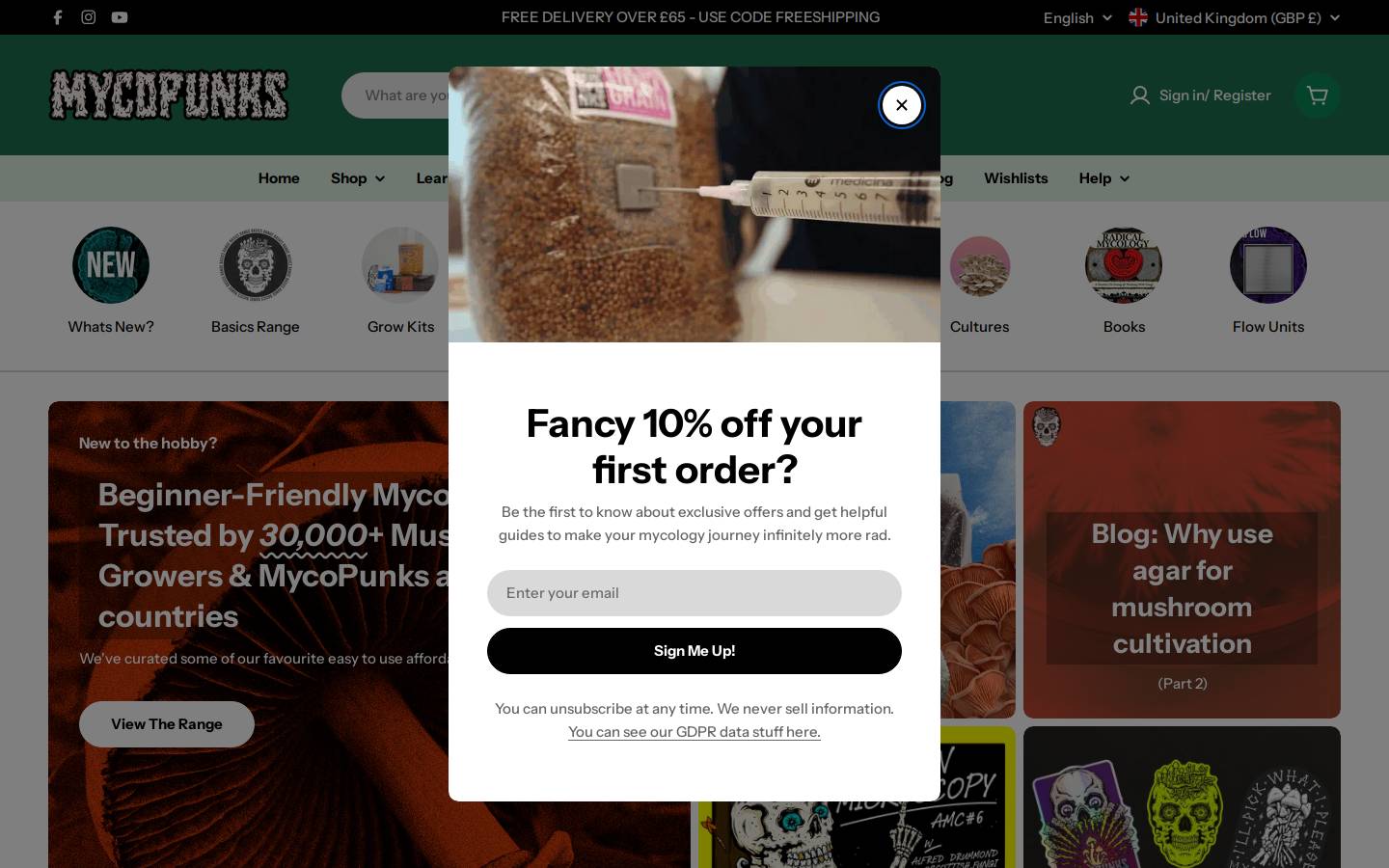 MycoPunks homepage screenshot