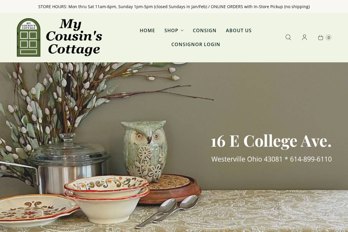 mycousinscottage.com homepage screenshot