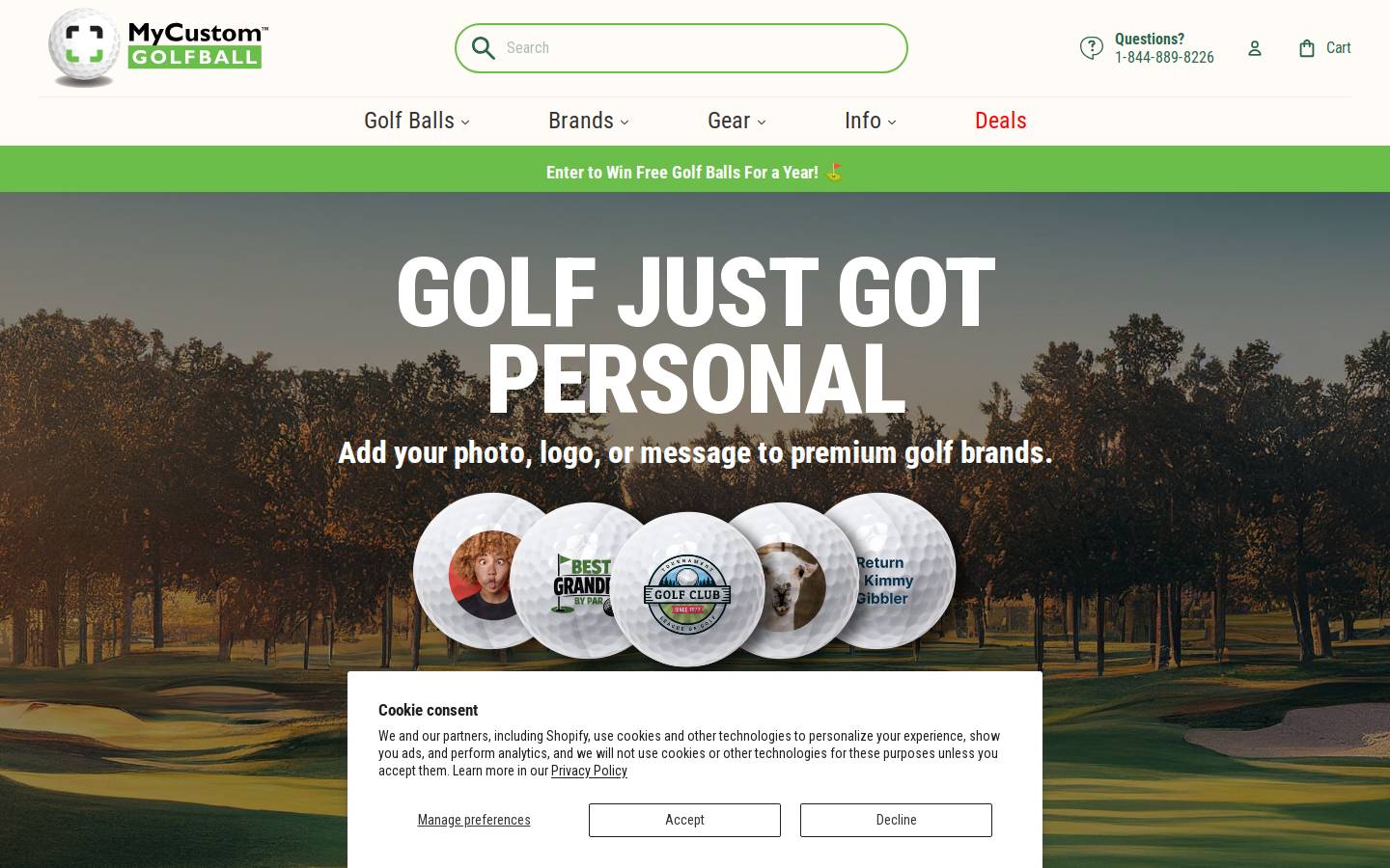 Mycustomgolfball homepage screenshot